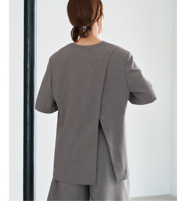 IENA「《セットアップ対応/予約》 トロピカルハーフジャケット」|ノーカラージャケット|