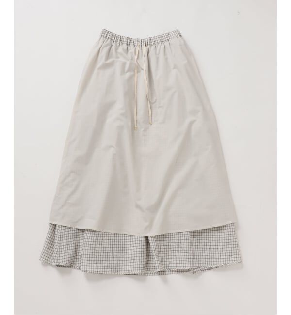 IENA「《セットアップ対応/予約》フレンチリネンチェックタックギャザースカート」|スカート|
