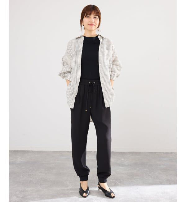 IENA「《セットアップ対応/予約》フレンチリネンチェックレギュラーカラーシャツ」|シャツ・ブラウス|