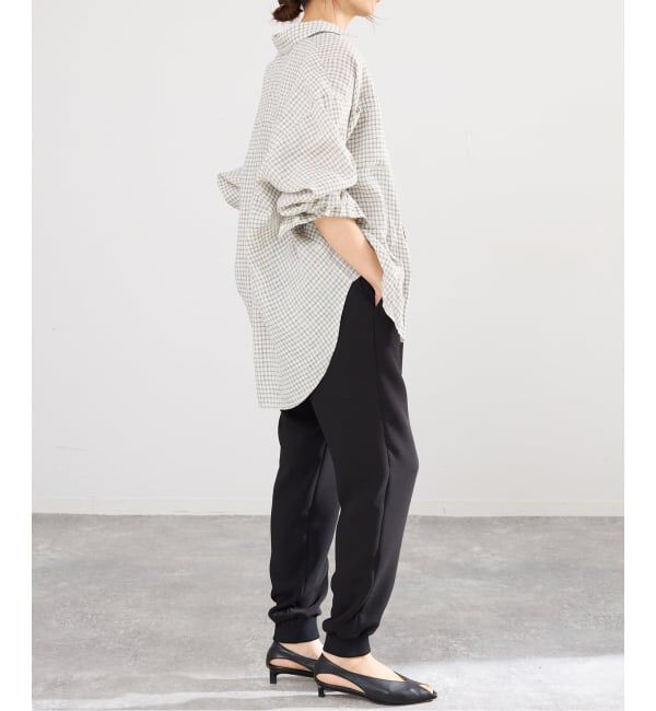 IENA「《セットアップ対応/予約》フレンチリネンチェックレギュラーカラーシャツ」|シャツ・ブラウス|