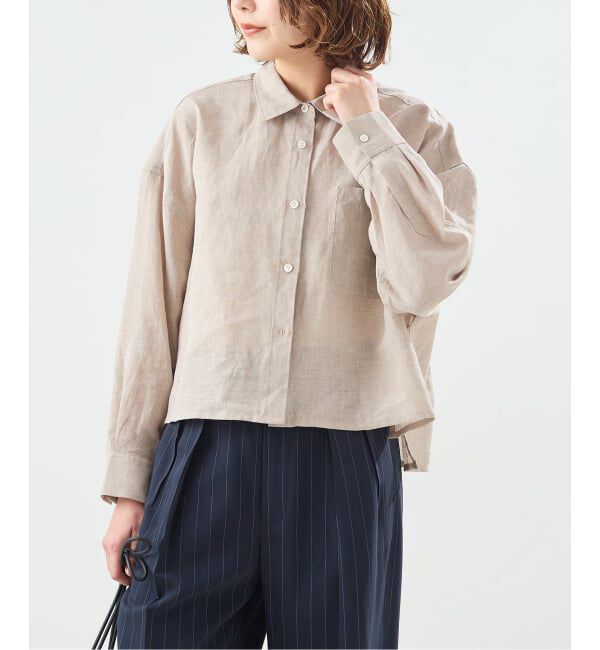 journal standard L'essage「ヨーロピアンフラックス刺しゅうショートシャツ」|シャツ・ブラウス|ベージュ