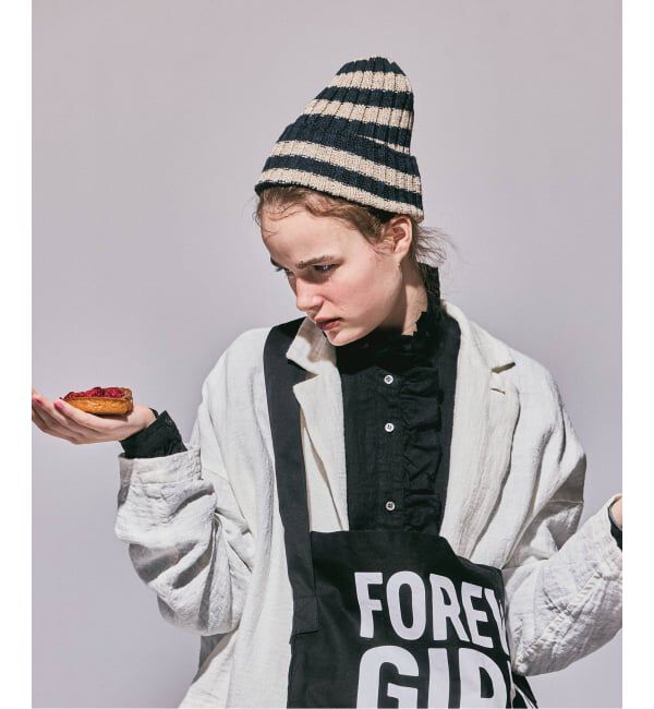 journal standard luxe「【HIGHLAND2000】 2 END STRIPE RIB CAP」|ニット帽|グレー