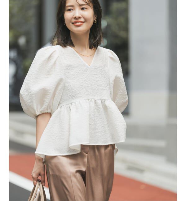 NOBLE「《WEB限定追加予約》【洗える】シアーノイズジャガードブラウス」|シャツ・ブラウス|