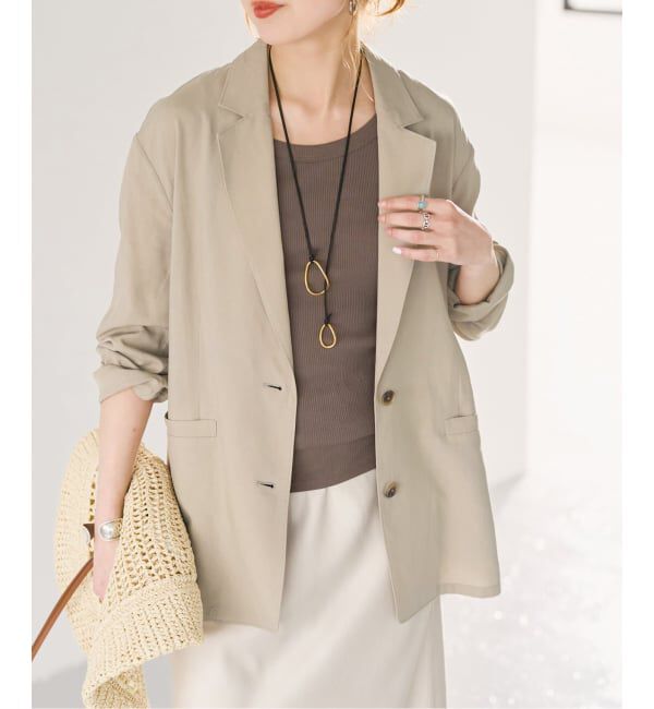 Spick and Span「《セットアップ可 / 予約》ハイブリッドリネンジャケット」|テーラードジャケット|ベージュ