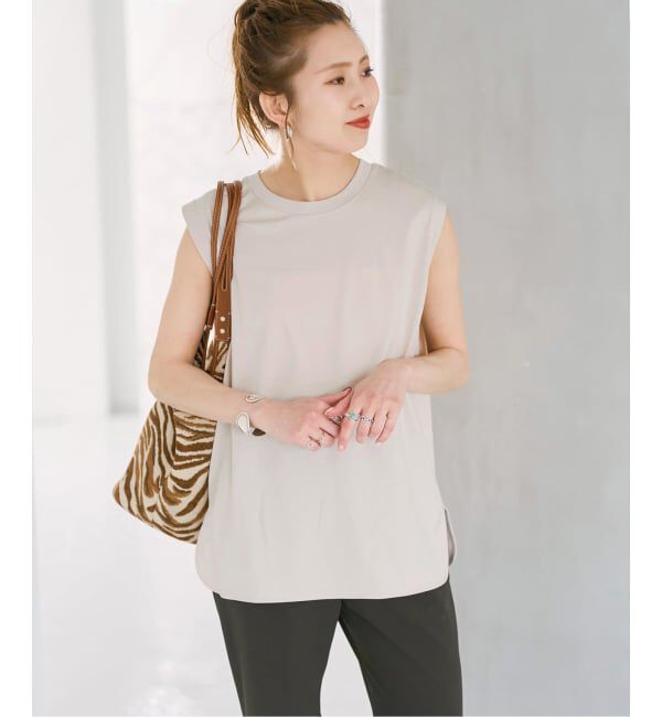 Spick and Span「《予約》汗染み防止ファインコットンノースリTシャツ」|Tシャツ・カットソー|