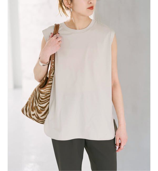 Spick and Span「《予約》汗染み防止ファインコットンノースリTシャツ」|Tシャツ・カットソー|