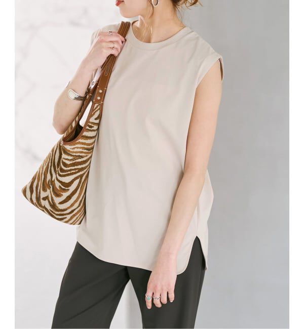 Spick and Span「《予約》汗染み防止ファインコットンノースリTシャツ」|Tシャツ・カットソー|