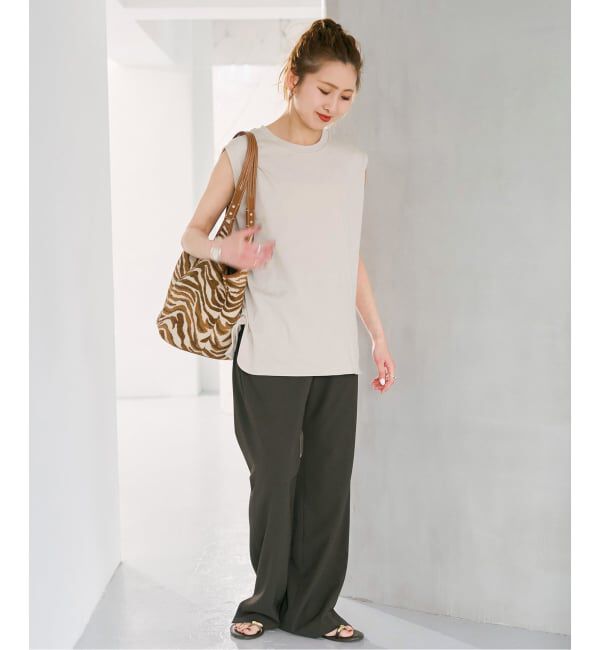 Spick and Span「《予約》汗染み防止ファインコットンノースリTシャツ」|Tシャツ・カットソー|