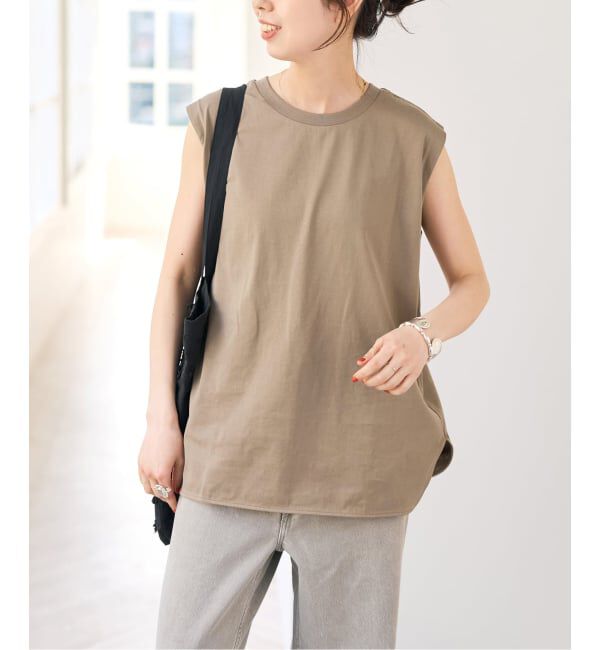 Spick and Span「《予約》汗染み防止ファインコットンノースリTシャツ」|Tシャツ・カットソー|