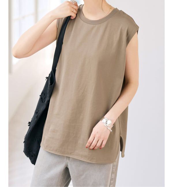 Spick and Span「《予約》汗染み防止ファインコットンノースリTシャツ」|Tシャツ・カットソー|