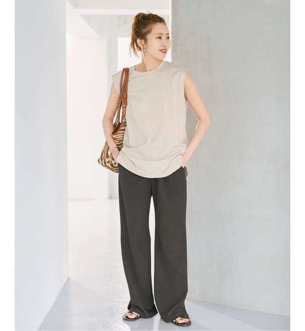 Spick and Span「《予約》汗染み防止ファインコットンノースリTシャツ」|Tシャツ・カットソー|