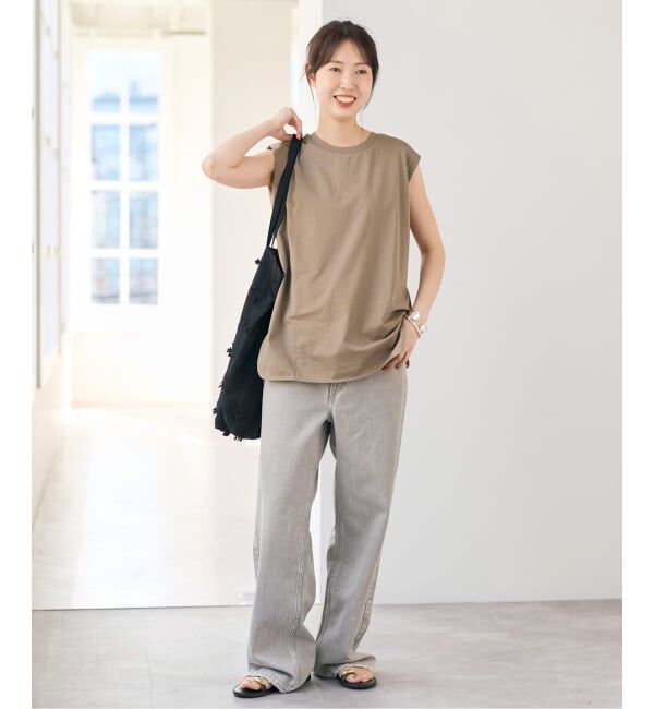 Spick and Span「《予約》汗染み防止ファインコットンノースリTシャツ」|Tシャツ・カットソー|