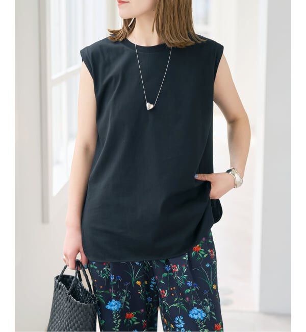 Spick and Span「《予約》汗染み防止ファインコットンノースリTシャツ」|Tシャツ・カットソー|