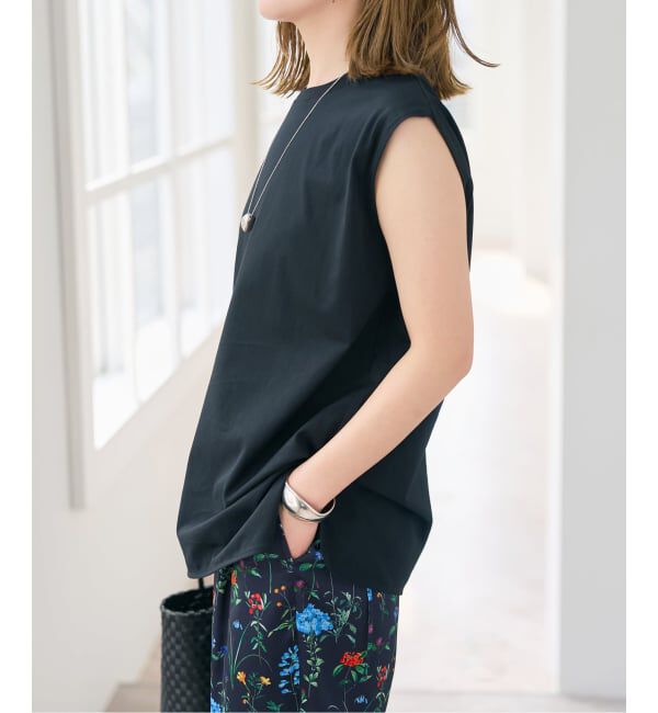 Spick and Span「《予約》汗染み防止ファインコットンノースリTシャツ」|Tシャツ・カットソー|