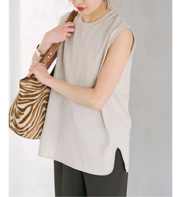 Spick and Span「《予約》汗染み防止ファインコットンノースリTシャツ」|Tシャツ・カットソー|グレーB