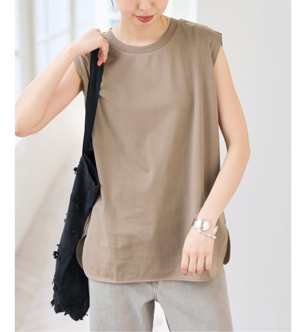 Spick and Span「《予約》汗染み防止ファインコットンノースリTシャツ」|Tシャツ・カットソー|ベージュ