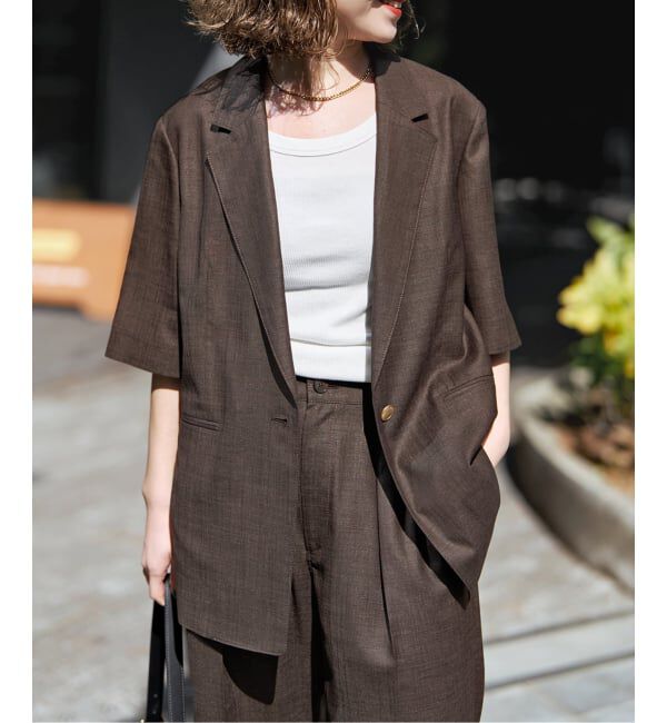 Spick and Span「《セットアップ可 / 予約》ライトドライクロスシングルブレストジャケット」|テーラードジャケット|