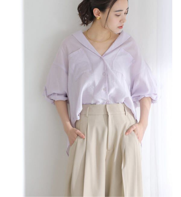  「《予約》【洗える】リネンブレンドシアーシャツ」|シャツ・ブラウス|