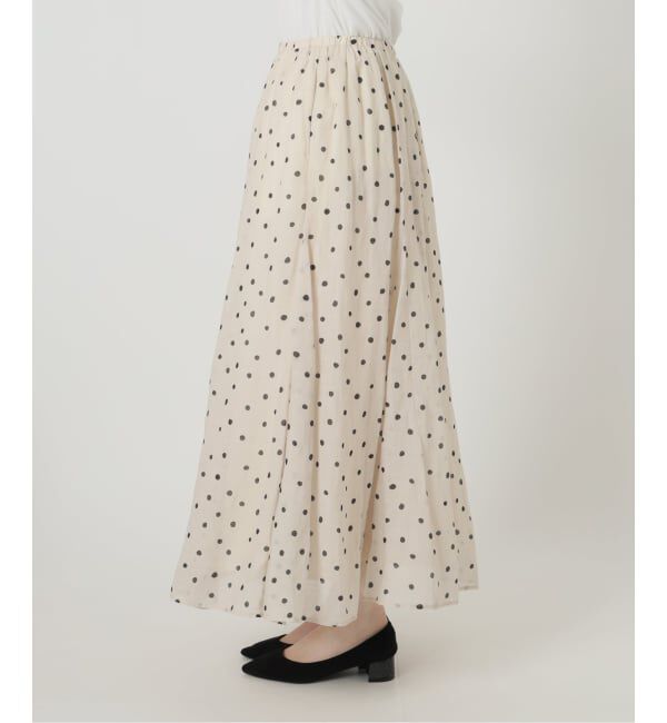  「《予約》【洗える】麻ボイルドットスカート」|スカート|