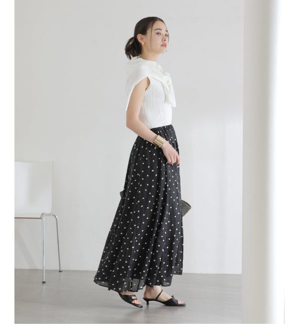  「《予約》【洗える】麻ボイルドットスカート」|スカート|