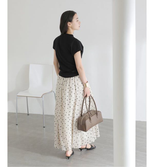  「《予約》【洗える】麻ボイルドットスカート」|スカート|
