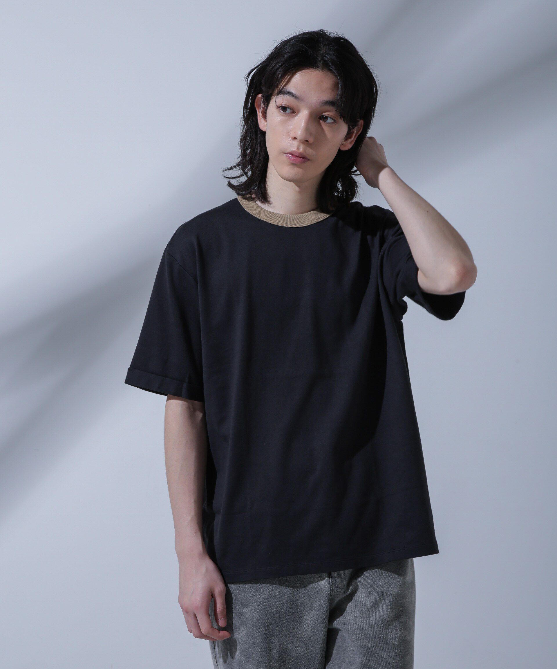 nano･universe「Anti Soaked 汗染み防止 リンガーネックTシャツ」|Tシャツ・カットソー|