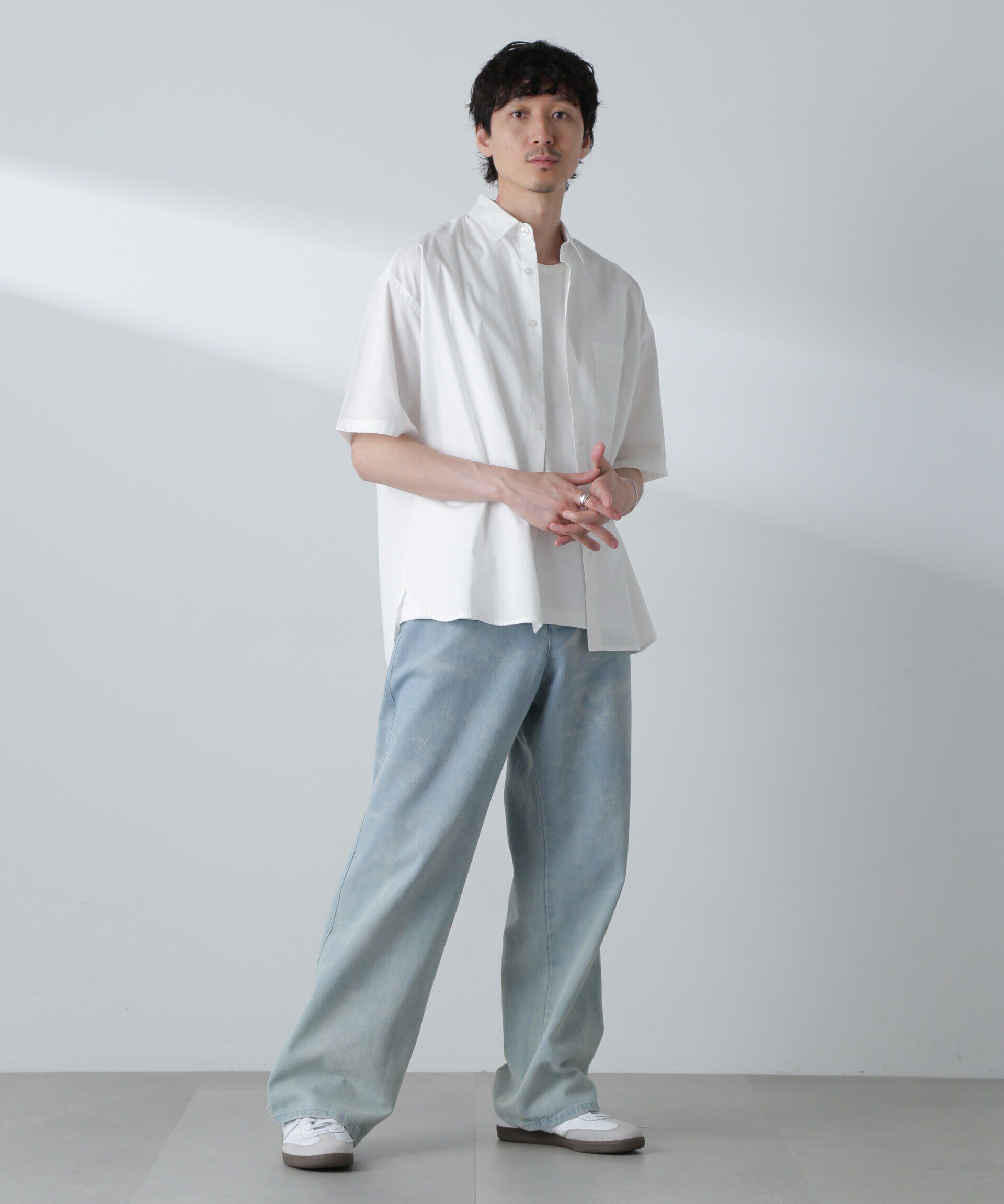 nano･universe「BIGシャンブレーシャツ 半袖」|シャツ・ブラウス|