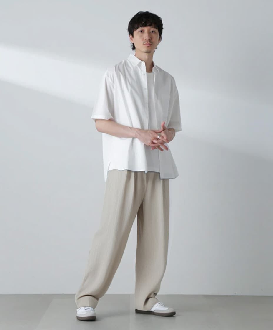 nano･universe「BIGシャンブレーシャツ 半袖」|シャツ・ブラウス|