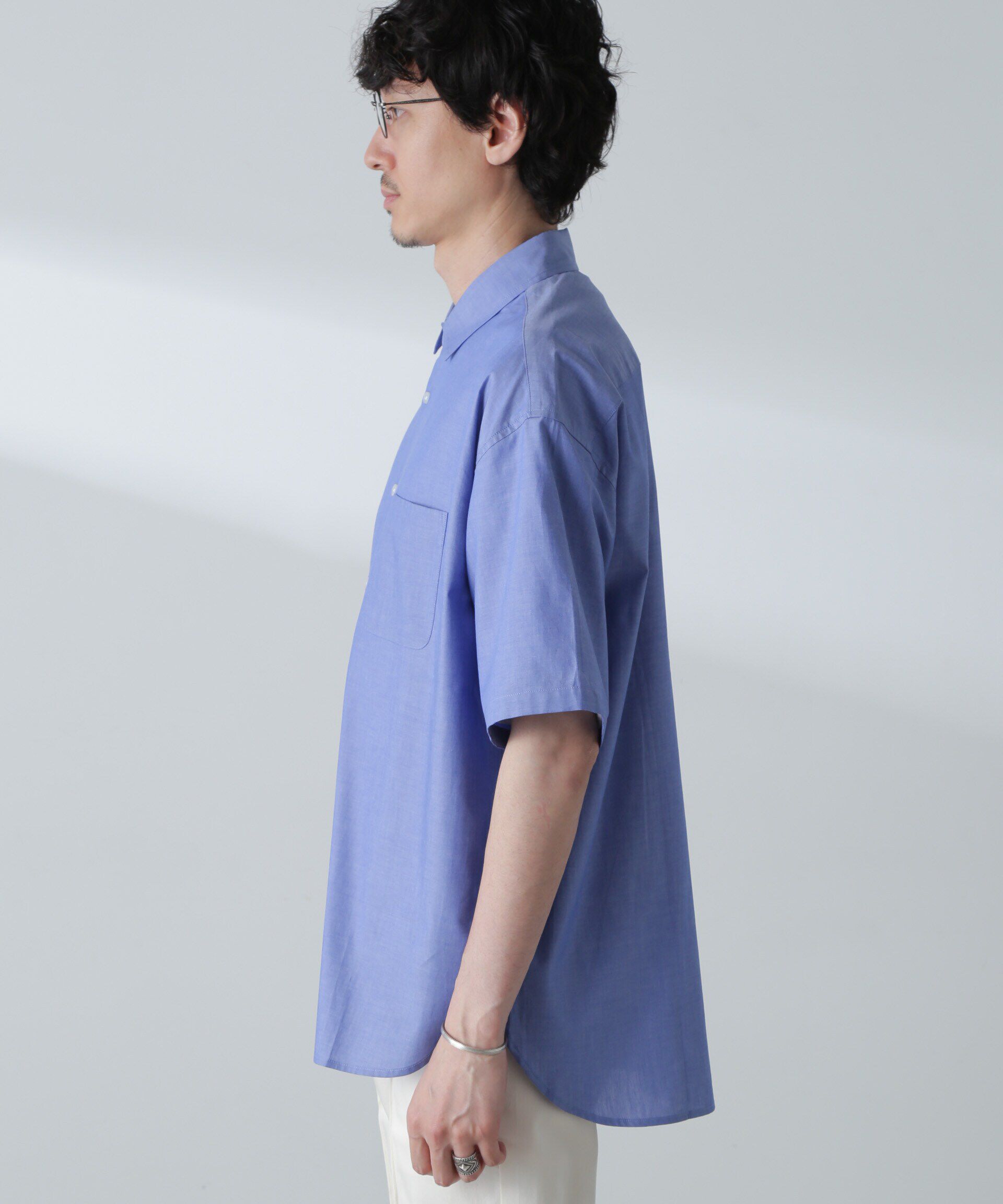 nano･universe「BIGシャンブレーシャツ 半袖」|シャツ・ブラウス|