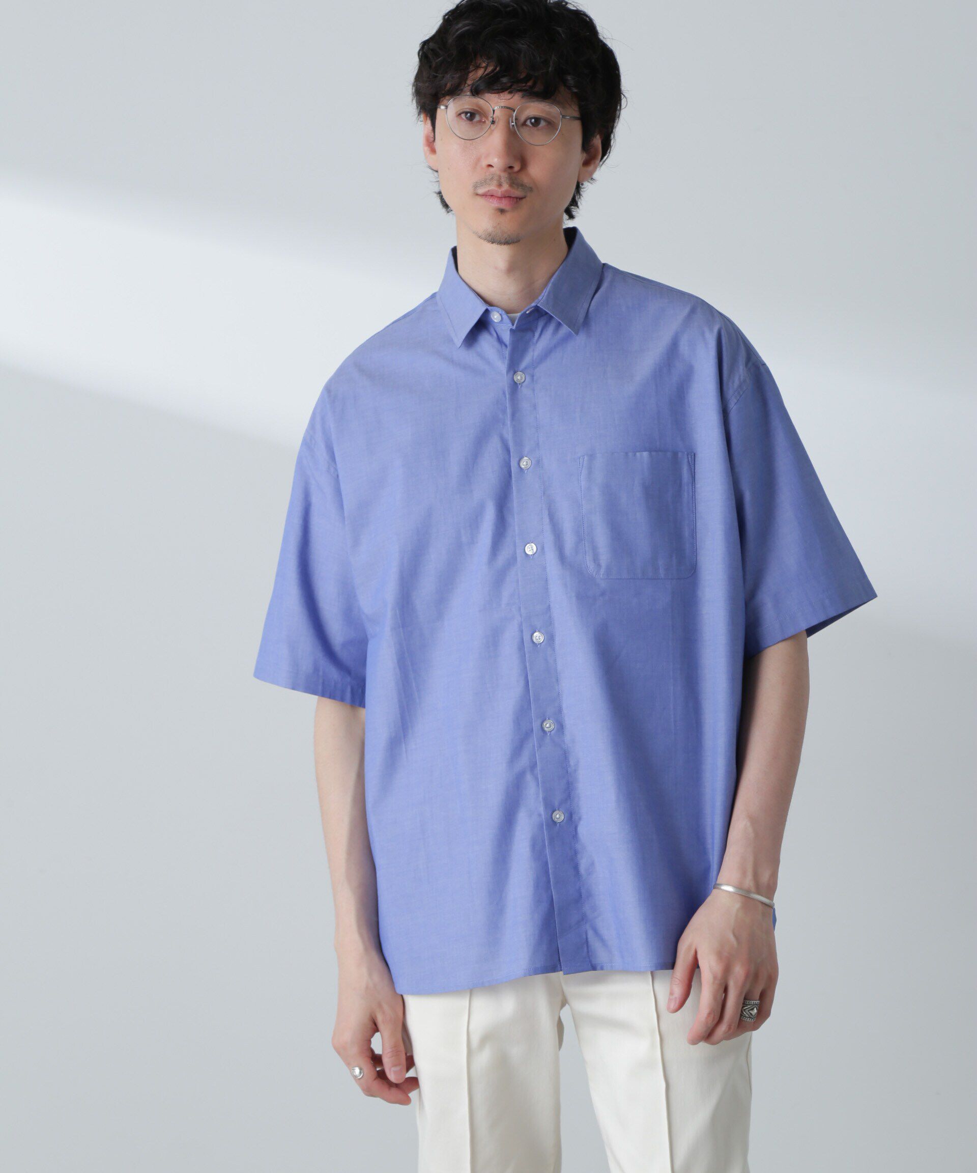 nano･universe「BIGシャンブレーシャツ 半袖」|シャツ・ブラウス|