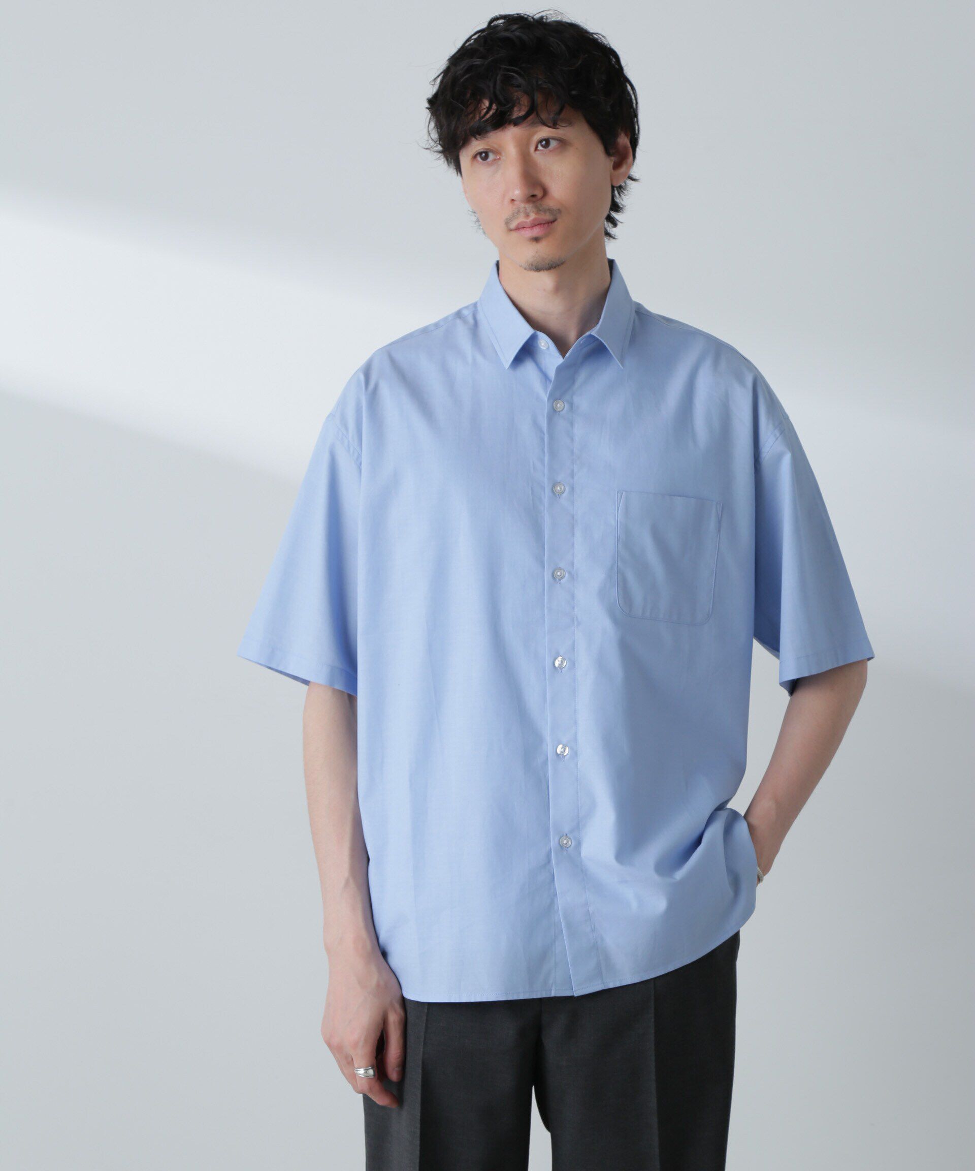 nano･universe「BIGシャンブレーシャツ 半袖」|シャツ・ブラウス|