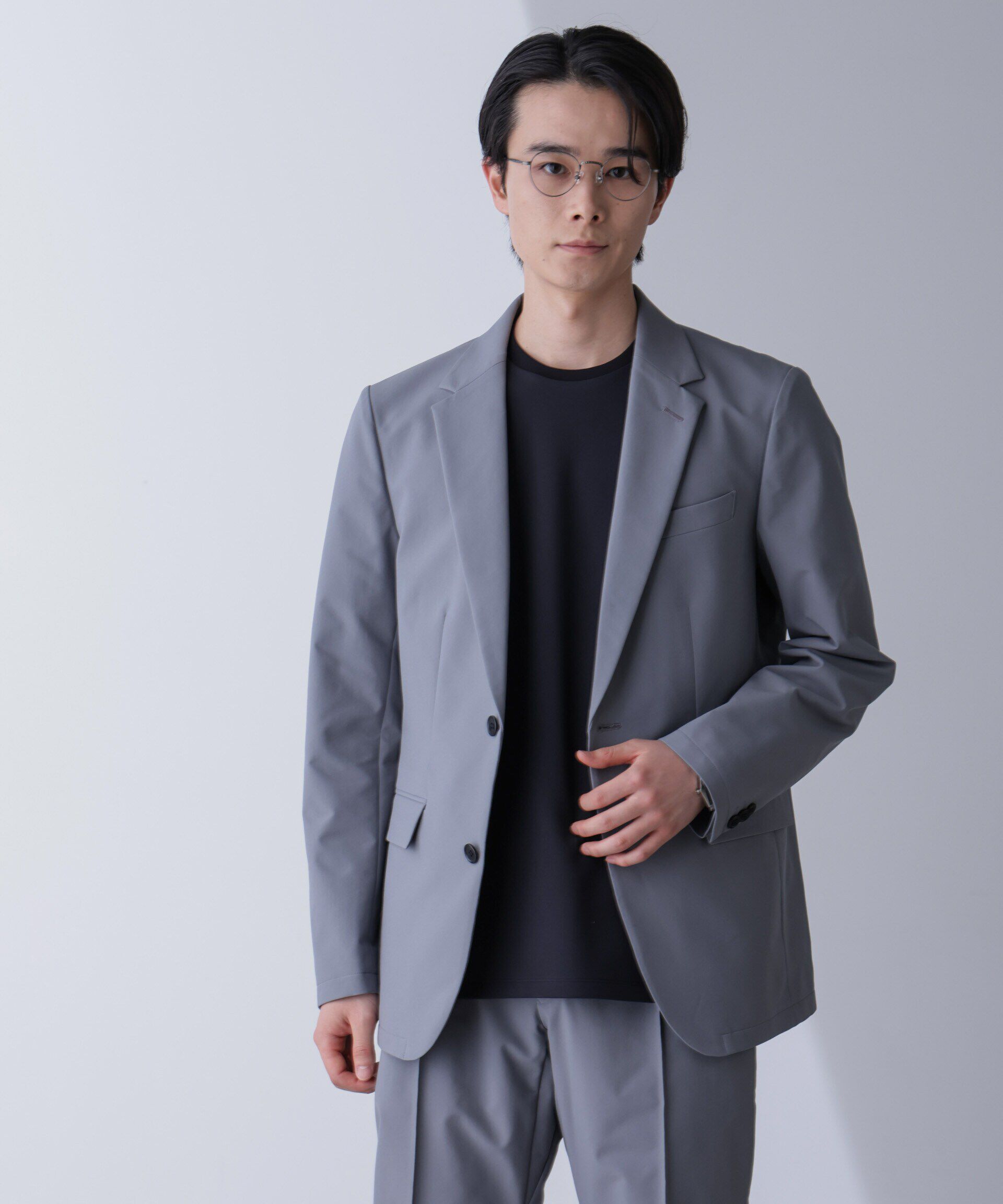 nano･universe「｢N JACKET PREMIUM｣TEXBRID(R)撥水ｳﾗﾄﾞｯﾄｽﾄﾚｯﾁｼﾞｬｹｯﾄ(ｾｯﾄ 」|スーツ|