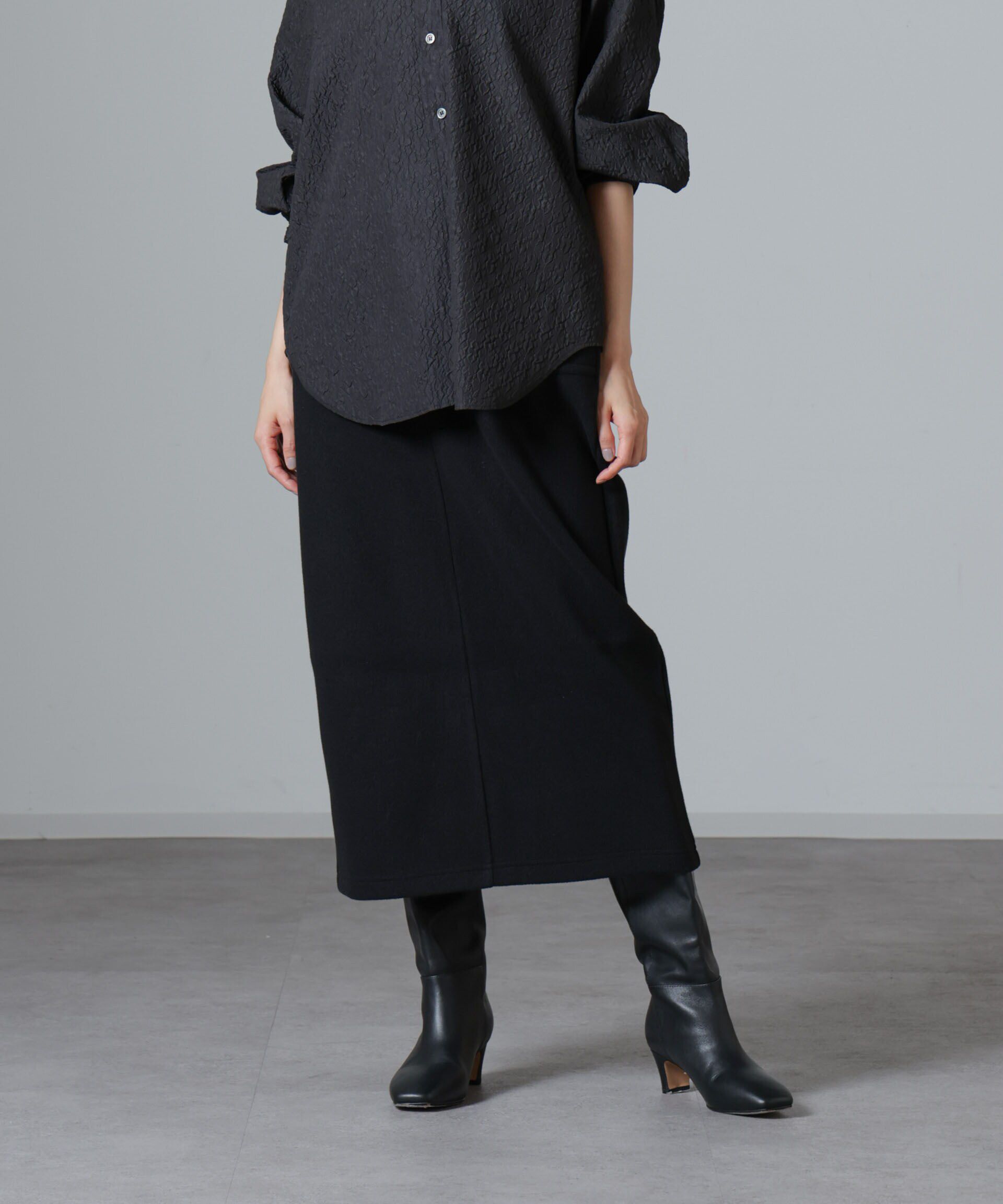 nano･universe「ウールライクニードルパンチスカート(セットアップ可)」|スカート|ブラック