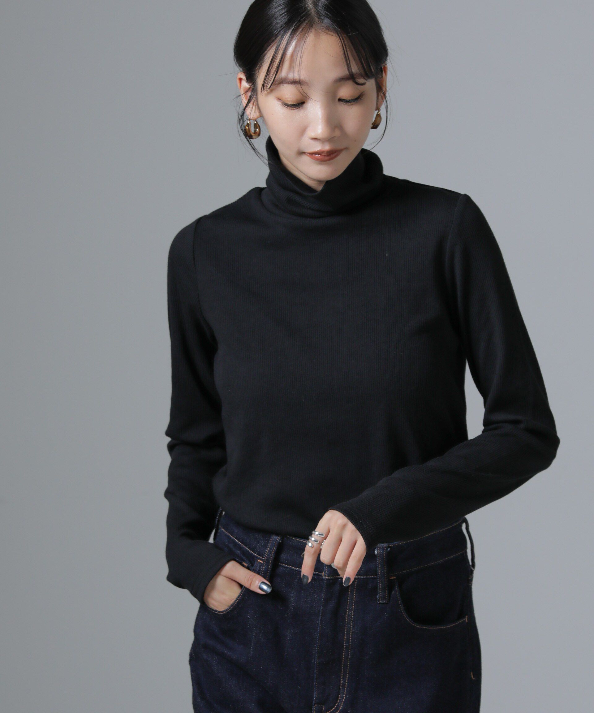 nano･universe「ジンジャー吸湿発熱抗菌防臭タートルネックカットソー」|Tシャツ・カットソー|