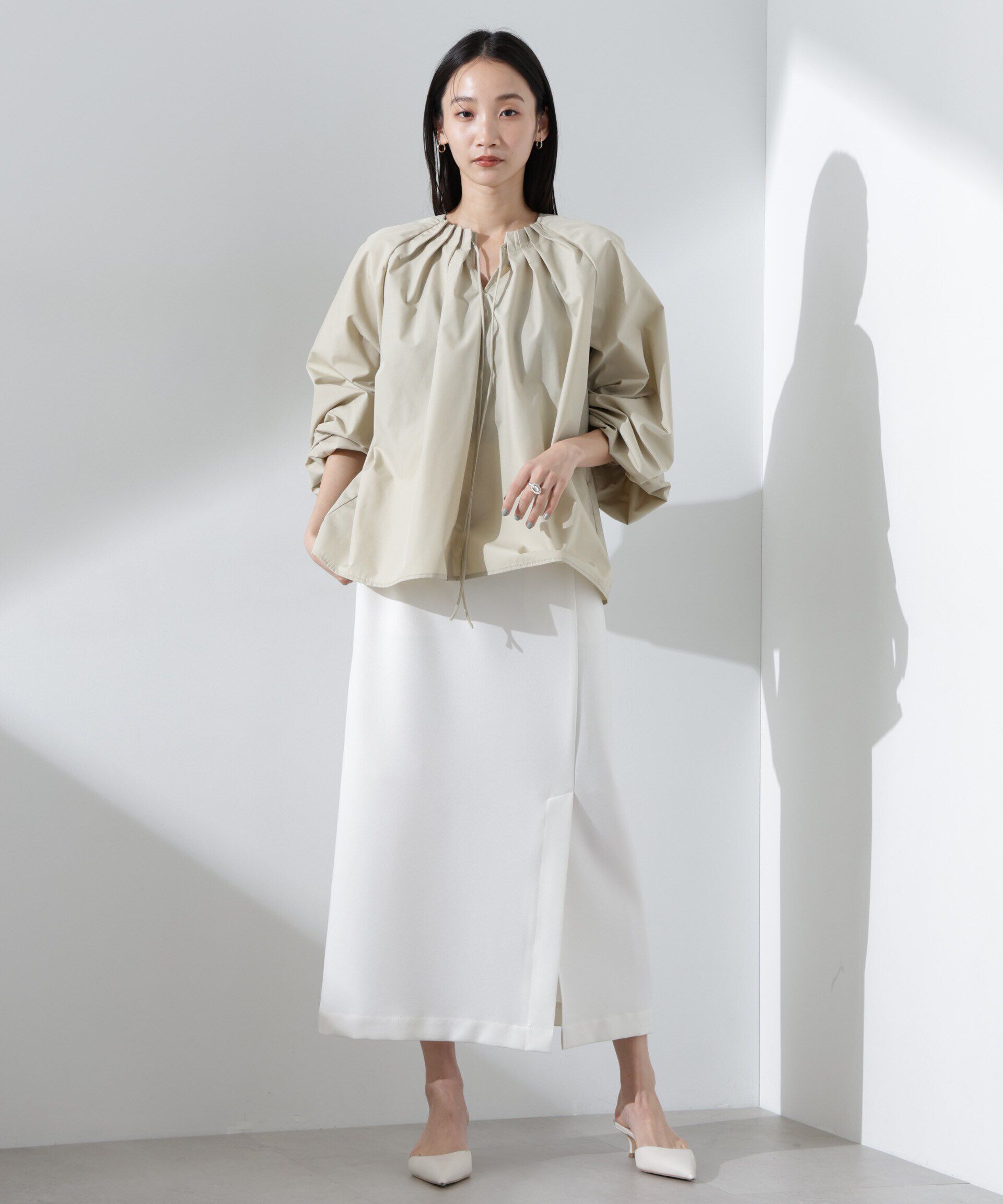 nano･universe「ボリュームスリーブタックブラウス」|シャツ・ブラウス|