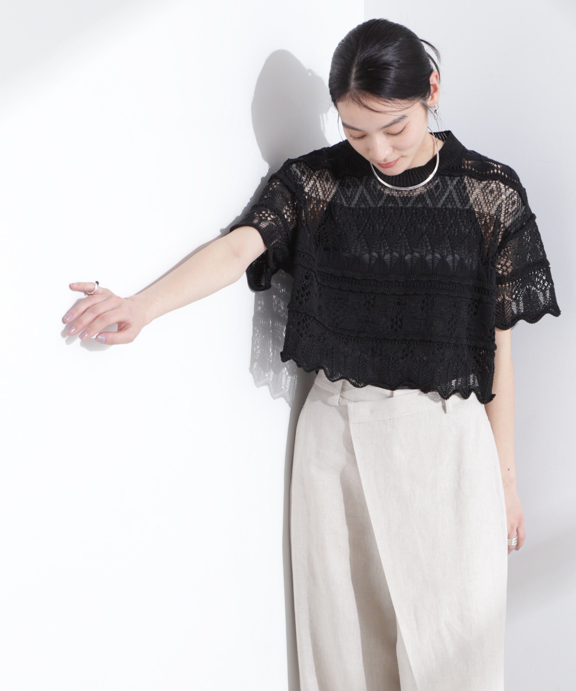 nano･universe「ODAKHA/crazy lace short knit」|ニット・セーター|