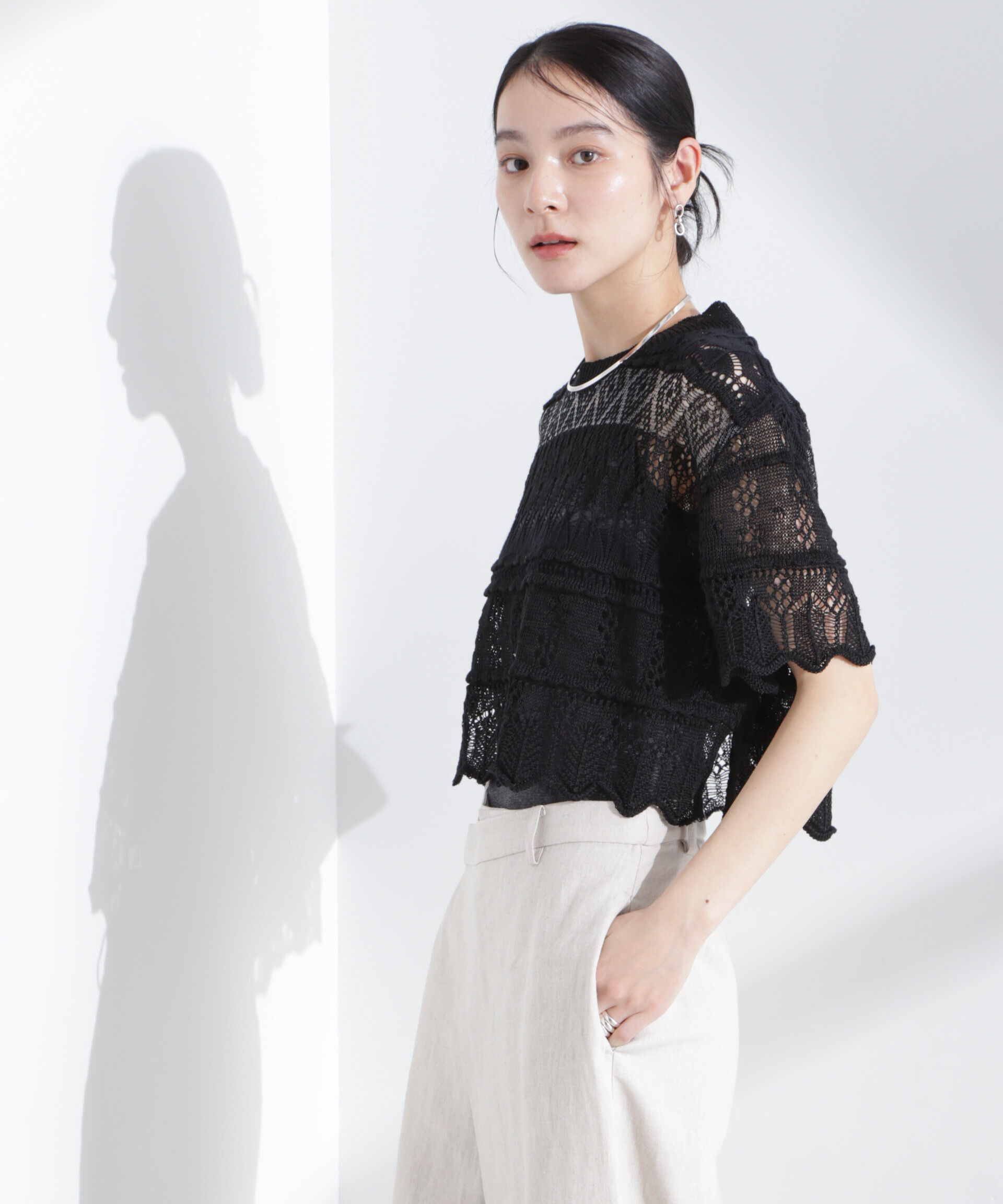 nano･universe「ODAKHA/crazy lace short knit」|ニット・セーター|