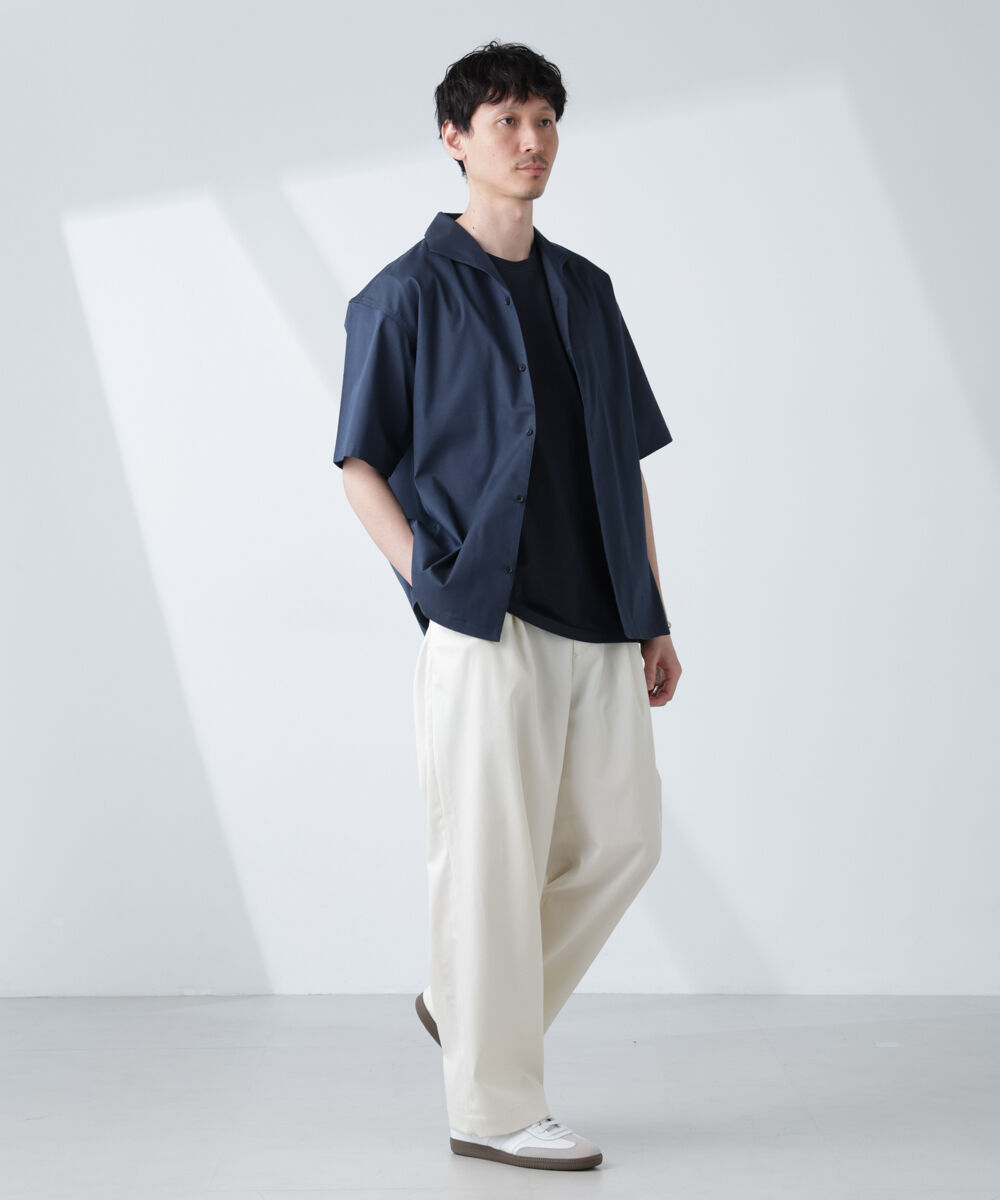 nano･universe「ソラーロライトストレッチワイドカラーシャツ 半袖(セットアップ可)」|シャツ・ブラウス|