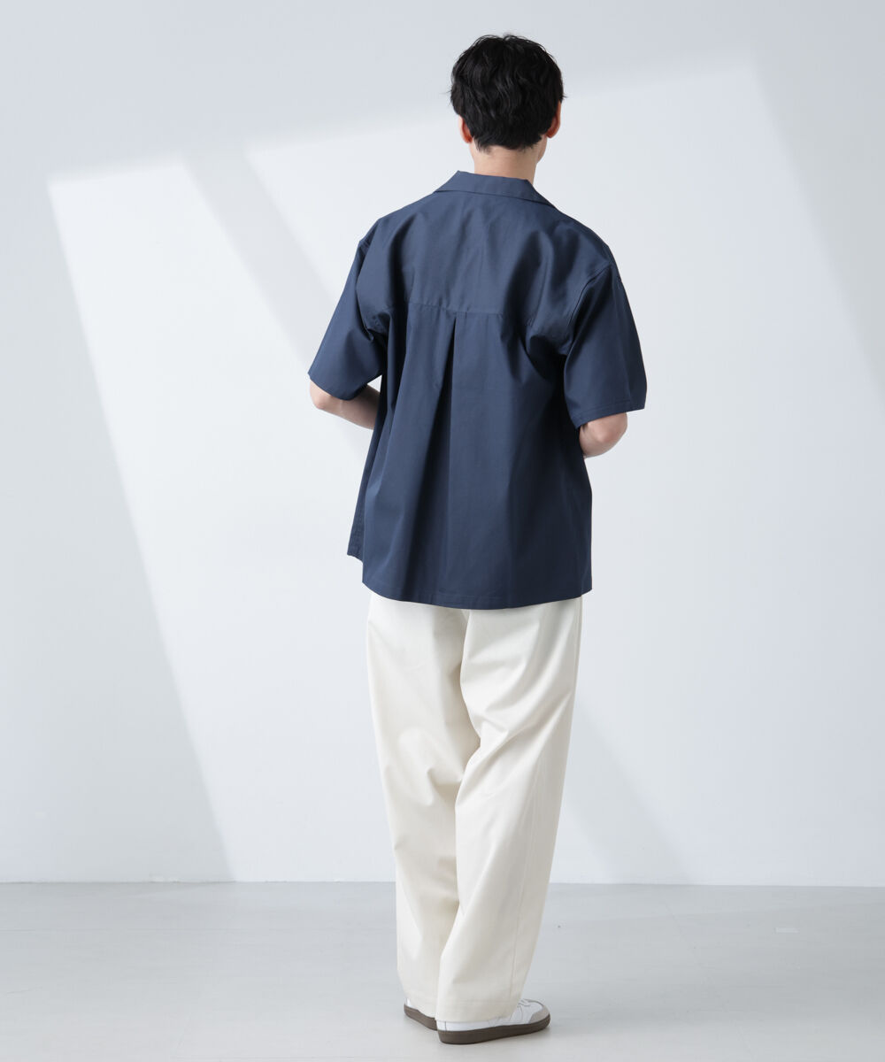 nano･universe「ソラーロライトストレッチワイドカラーシャツ 半袖(セットアップ可)」|シャツ・ブラウス|