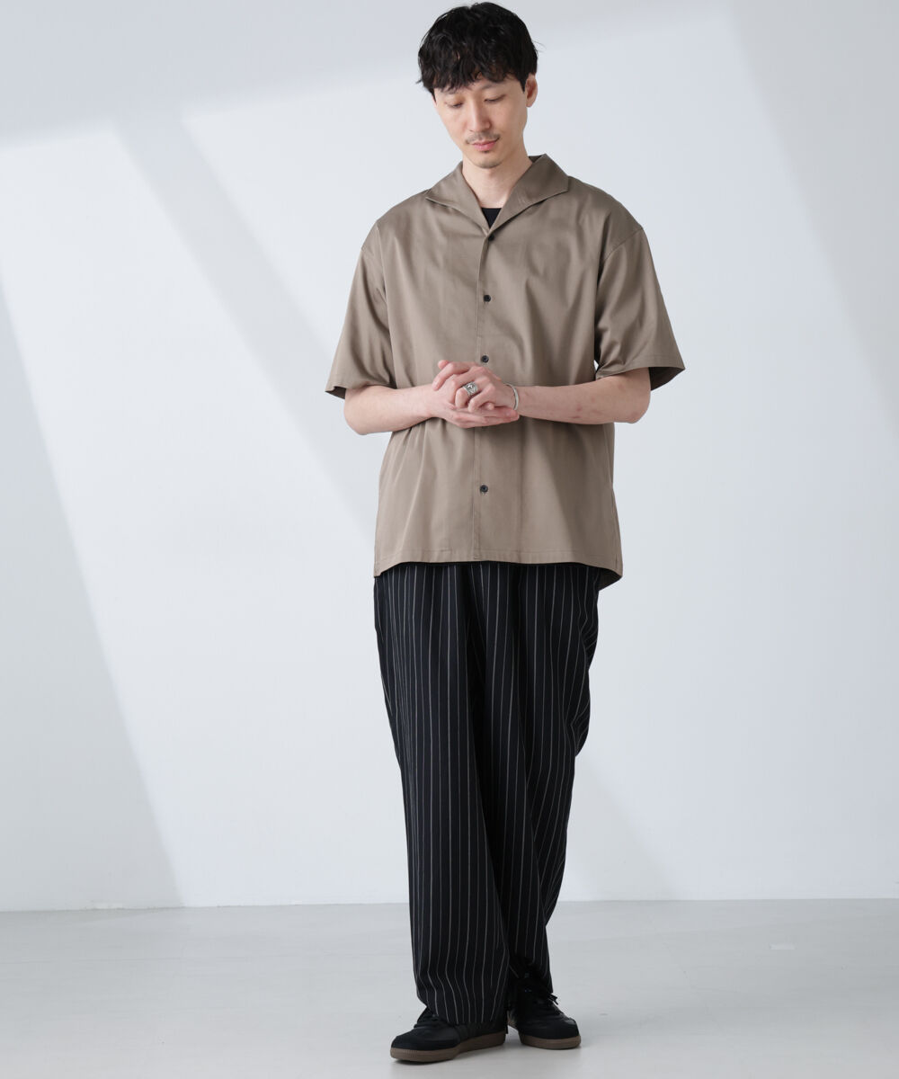 nano･universe「ソラーロライトストレッチワイドカラーシャツ 半袖(セットアップ可)」|シャツ・ブラウス|