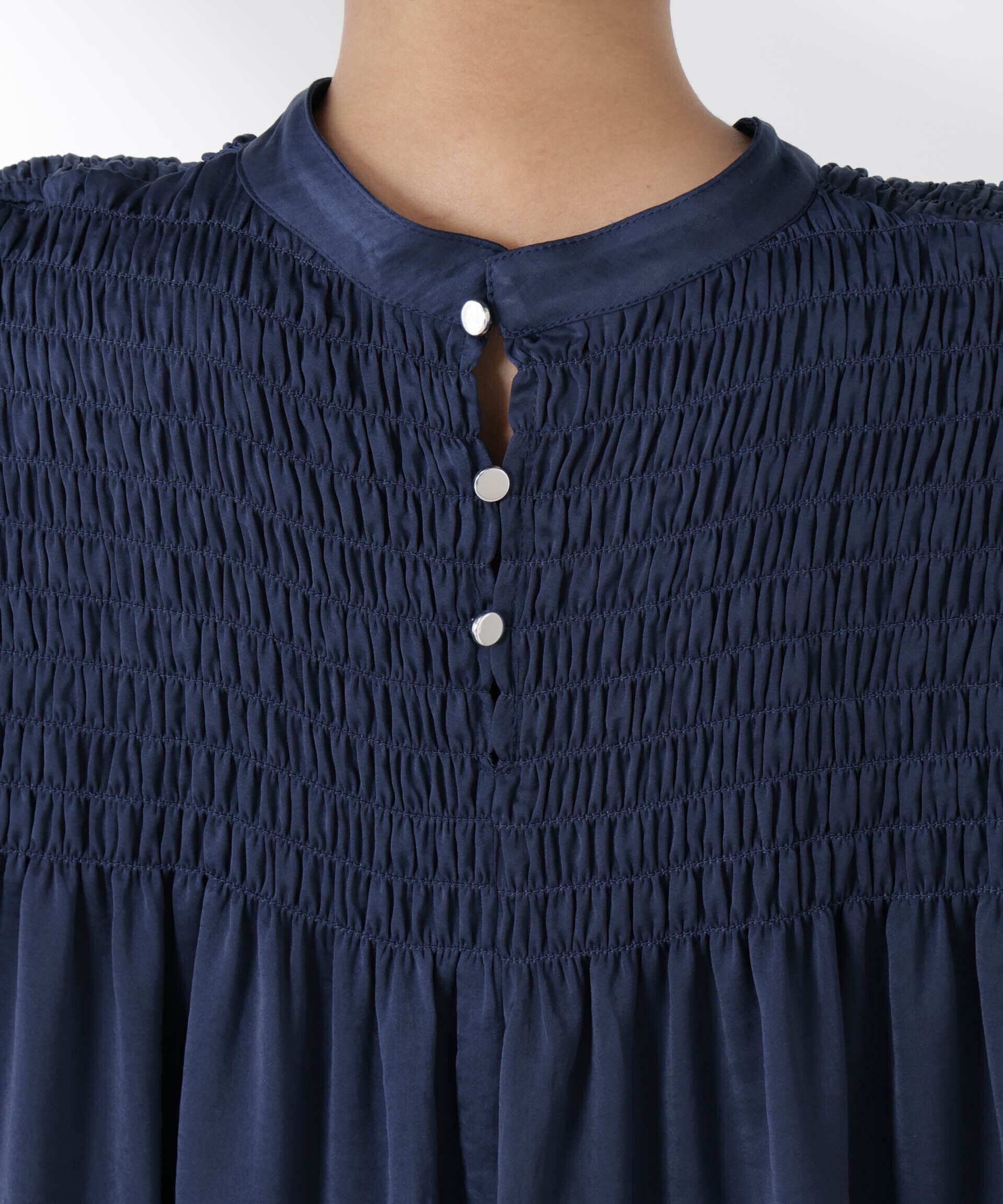 nano･universe「フロントシャーリングノースリーブブラウス」|シャツ・ブラウス|