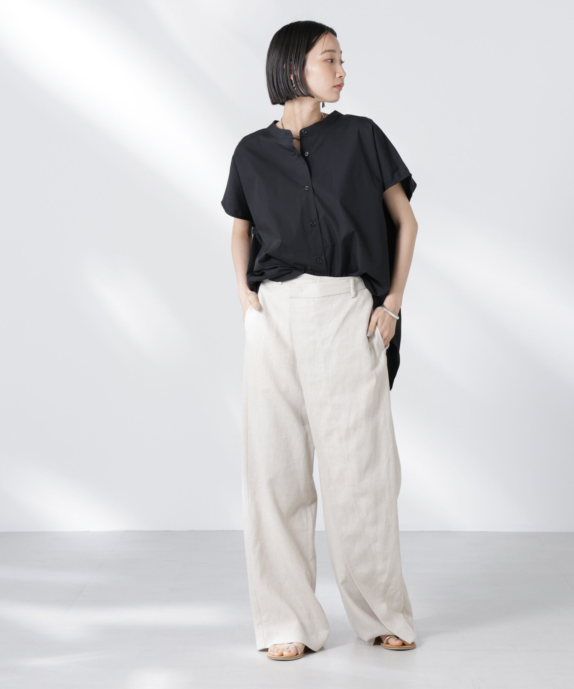 nano･universe「バックギャザーノースリーブブラウス」|シャツ・ブラウス|