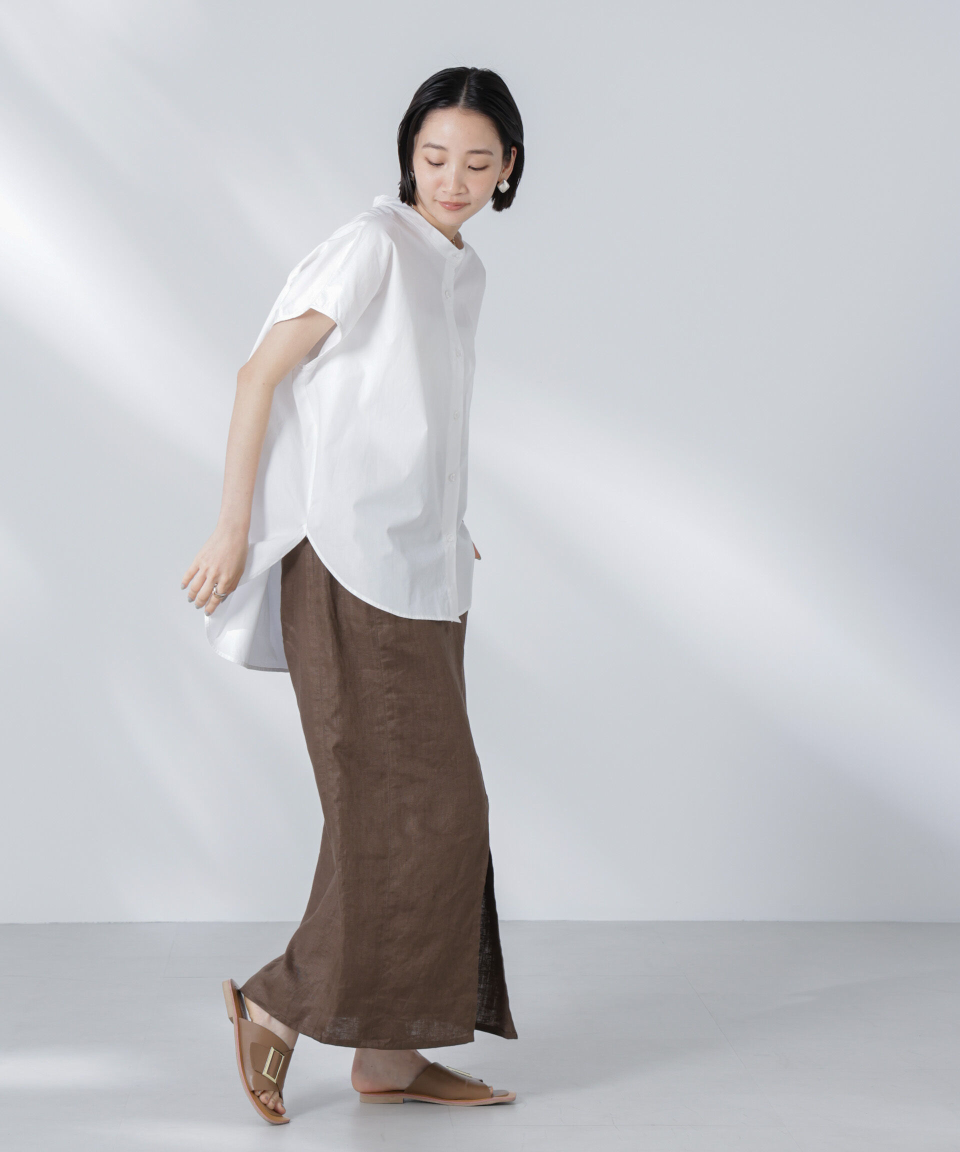 nano･universe「バックギャザーノースリーブブラウス」|シャツ・ブラウス|