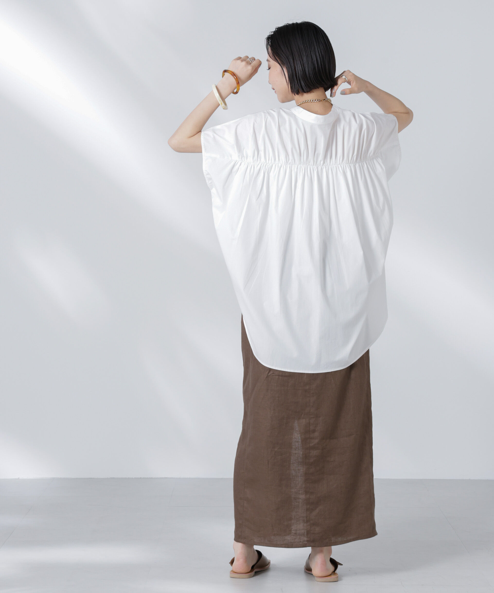 nano･universe「バックギャザーノースリーブブラウス」|シャツ・ブラウス|