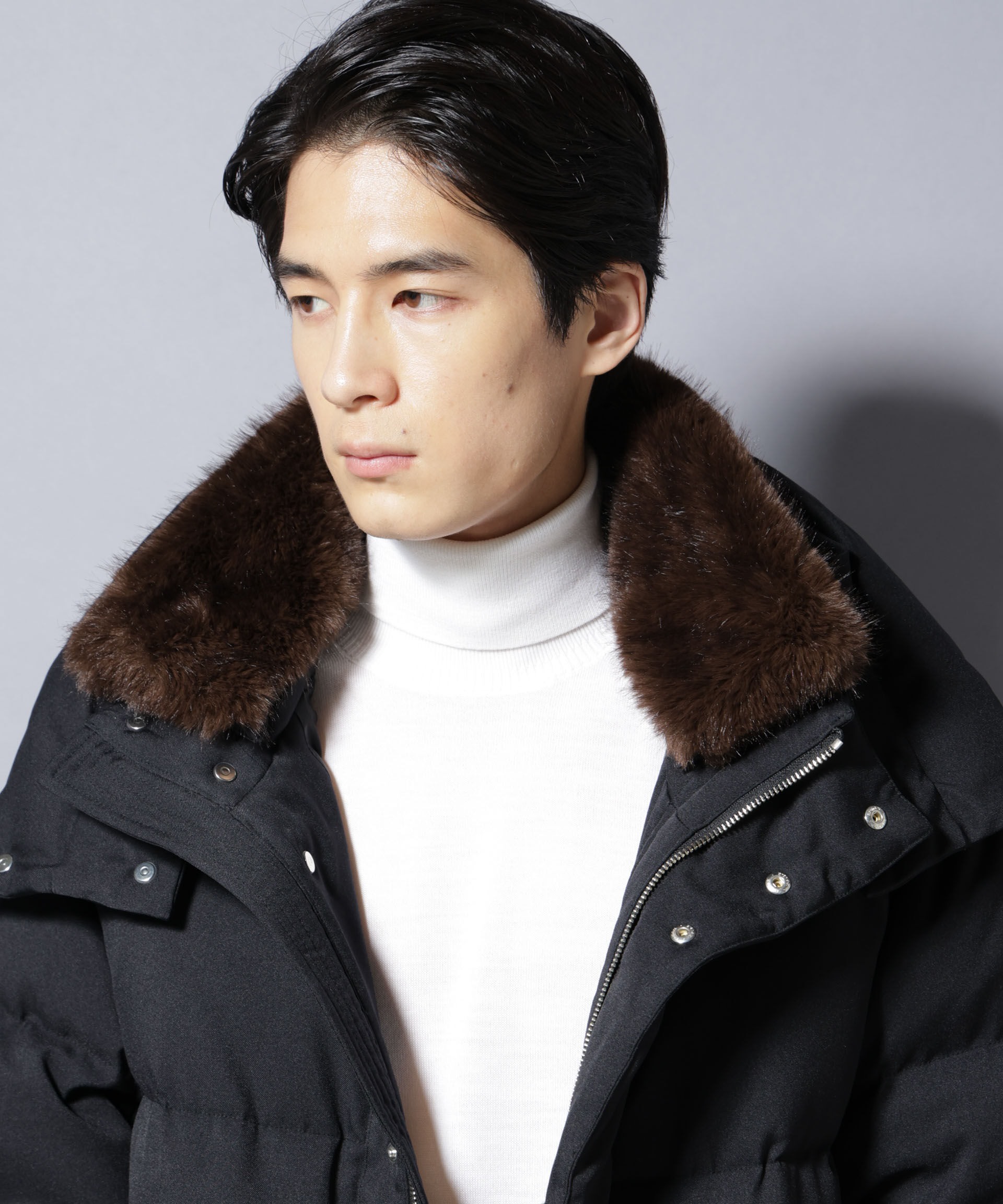 nano･universe「「西川ダウン(R)」フェイクファーカラーサージロングダウン」|ダウン|