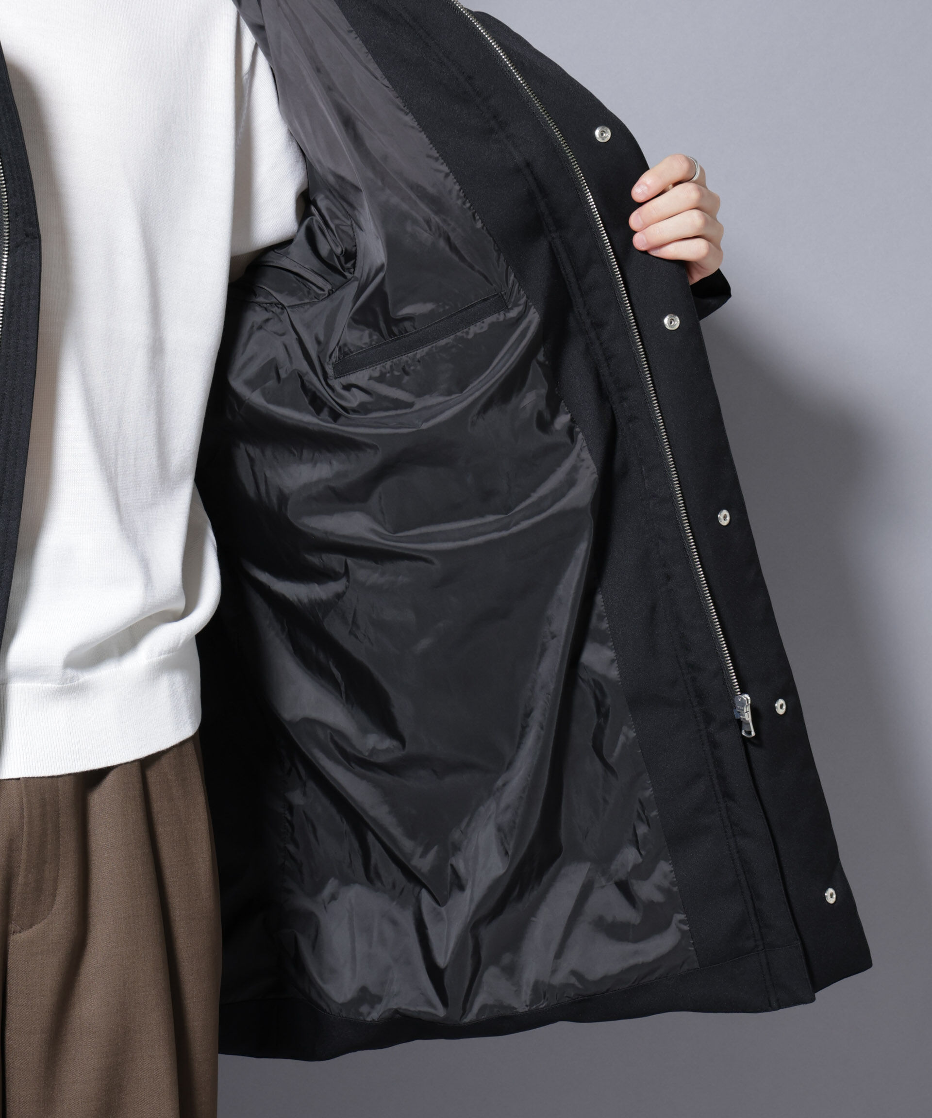 nano･universe「「西川ダウン(R)」フェイクファーカラーサージロングダウン」|ダウン|