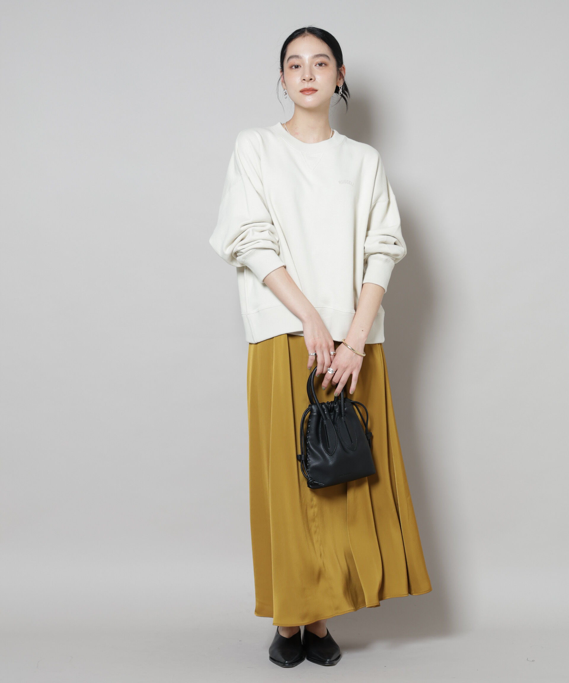 nano･universe「サテンフレアマキシスカート(セットアップ可)」|スカート|