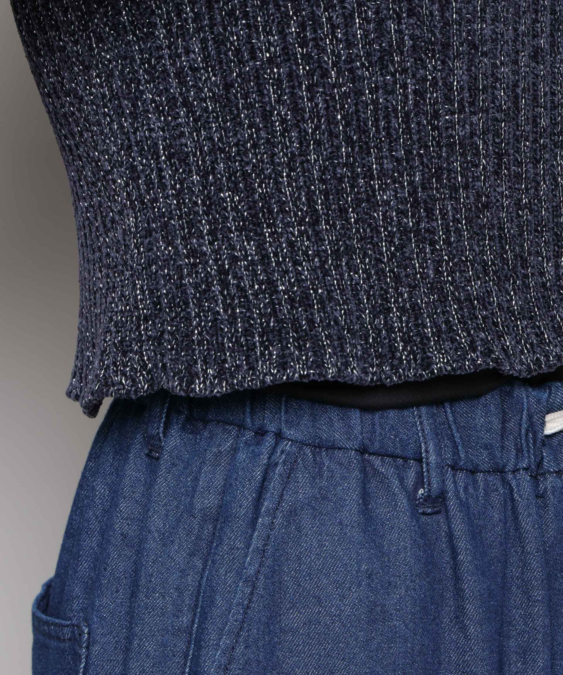 nano･universe「ラメモールワイドリブ前後2WAYフレアスリーブニット(セットアップ可)」|ニット・セーター|