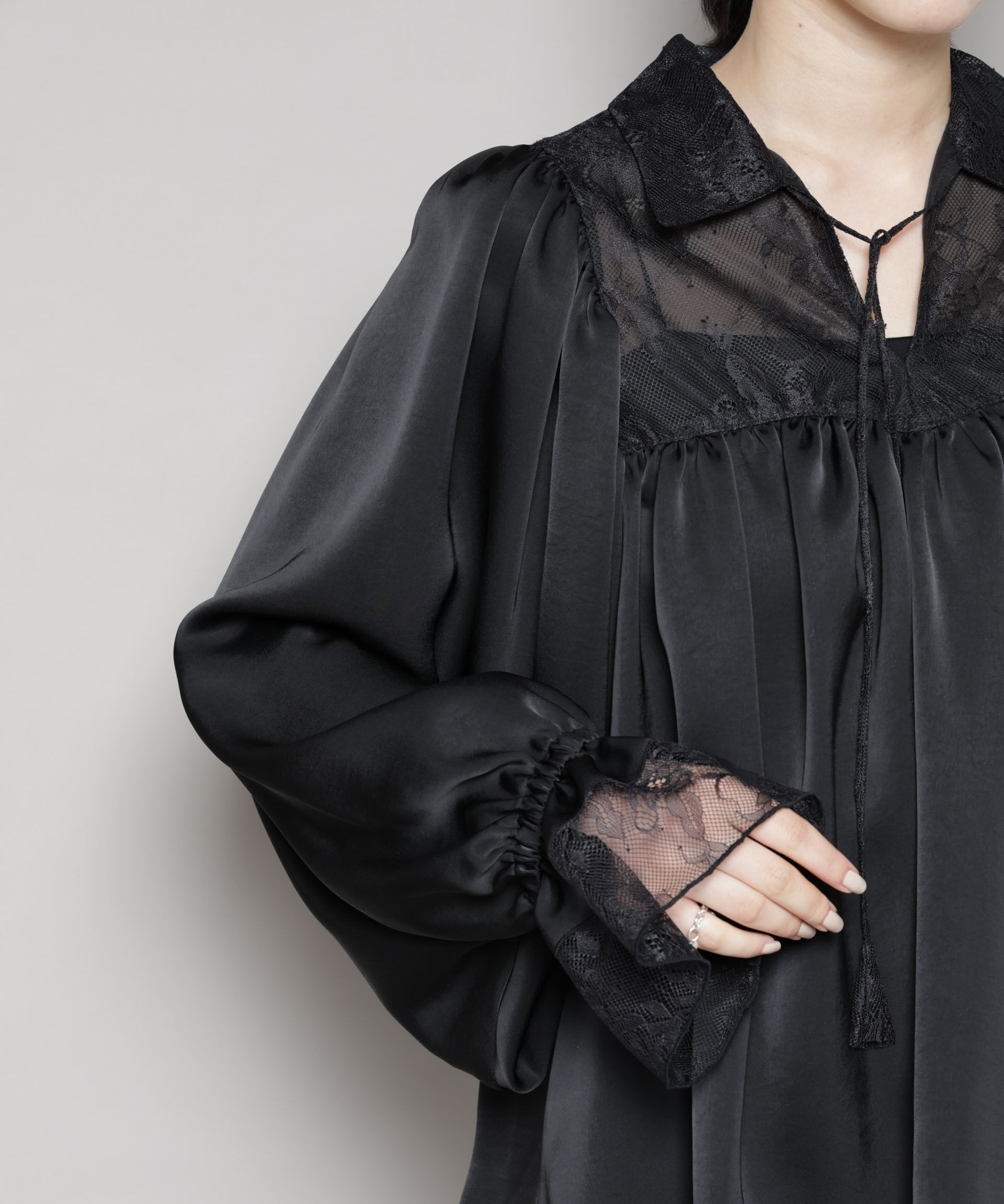 nano･universe「レースコンビギャザーブラウス」|シャツ・ブラウス|
