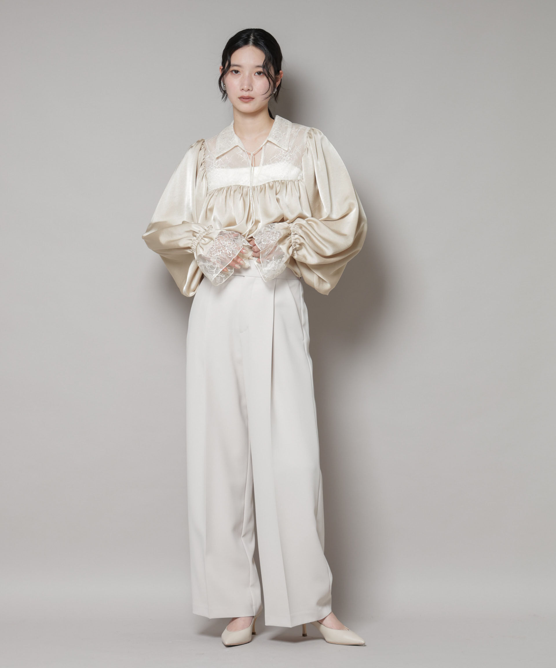 nano･universe「レースコンビギャザーブラウス」|シャツ・ブラウス|